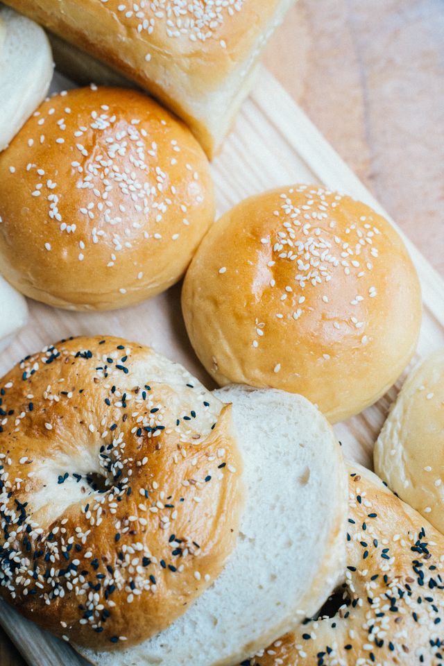 Fresh seeded burger buns